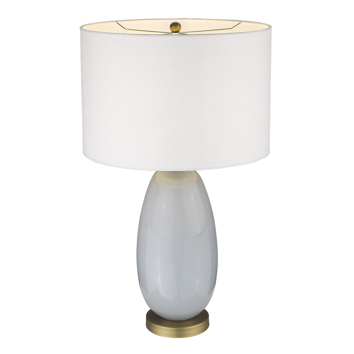 29" Light Gray Glass Table Lamp With White Drum Shade