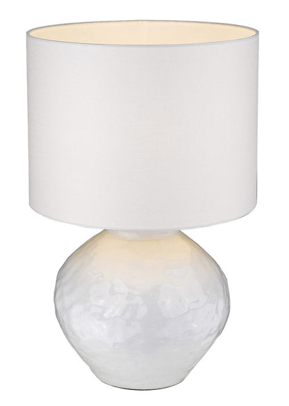 26" White Ceramic Table Lamp With White Drum Shade