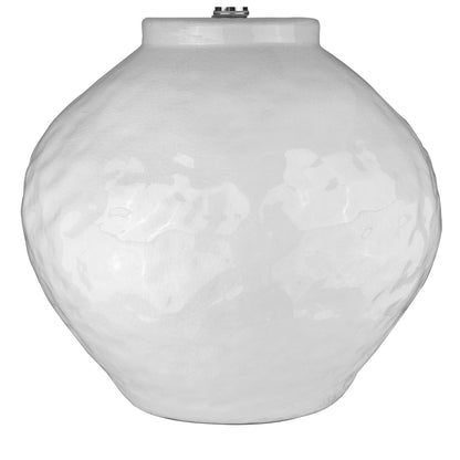 26" White Ceramic Table Lamp With White Drum Shade