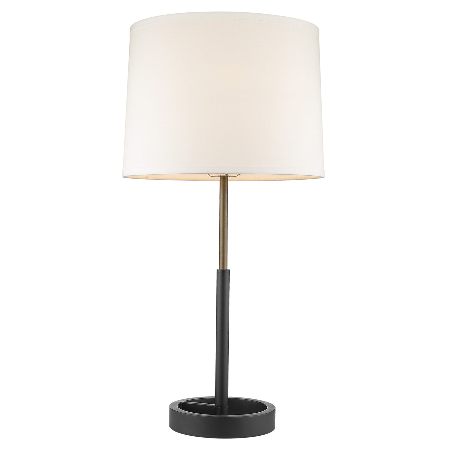 31" Black and Gold Metal Table Lamp With White Empire Shade