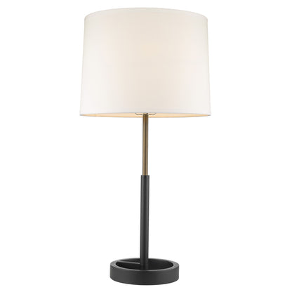 31" Black and Gold Metal Table Lamp With White Empire Shade