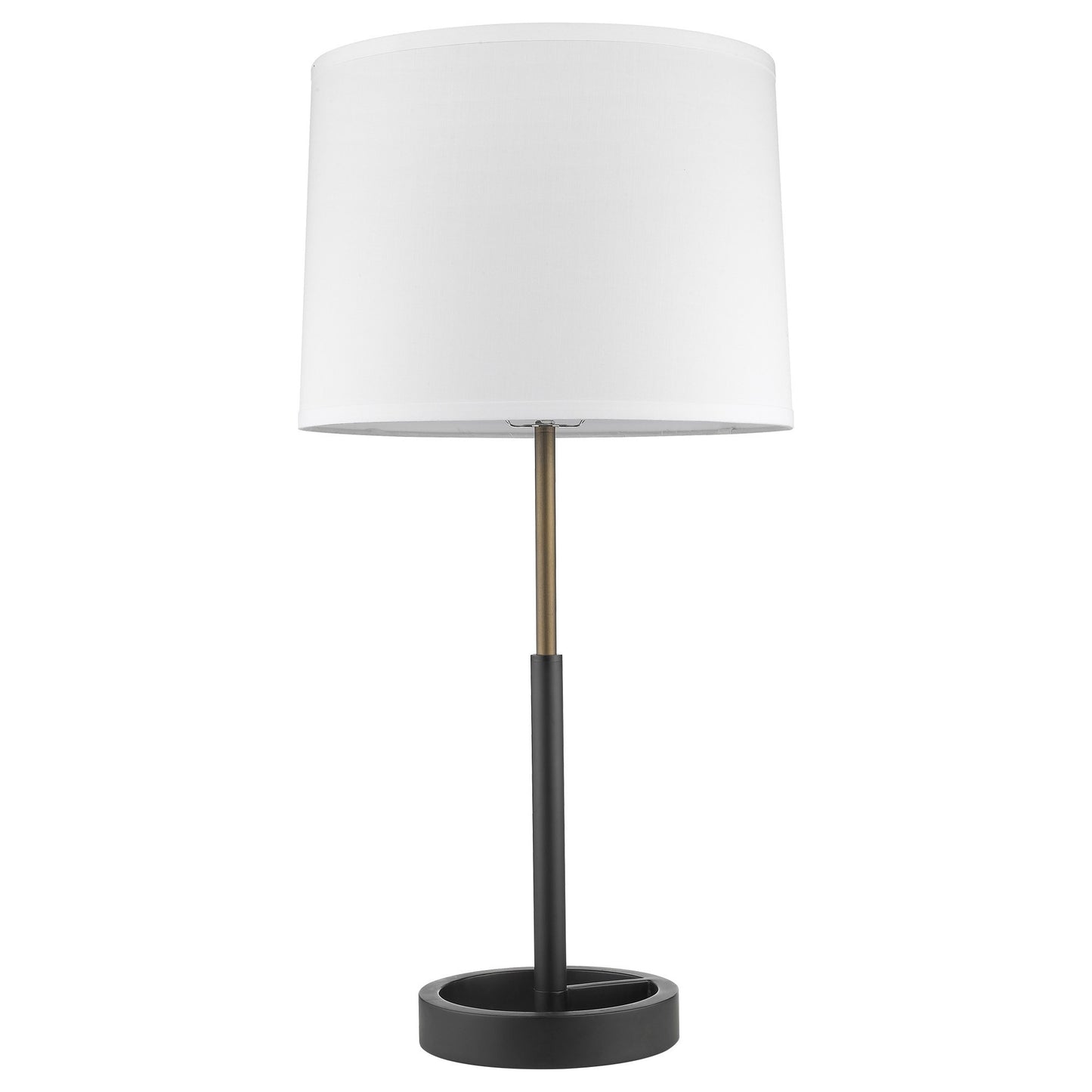 31" Black and Gold Metal Table Lamp With White Empire Shade