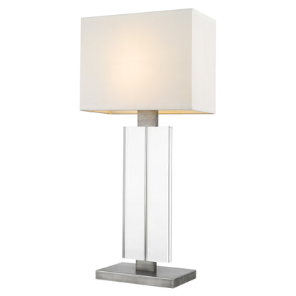 31" Silver Metal and Acrylic Buffet Lamp With White Shade