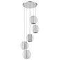 Five Light Acrylic and Steel Shade Hanging Globe Light