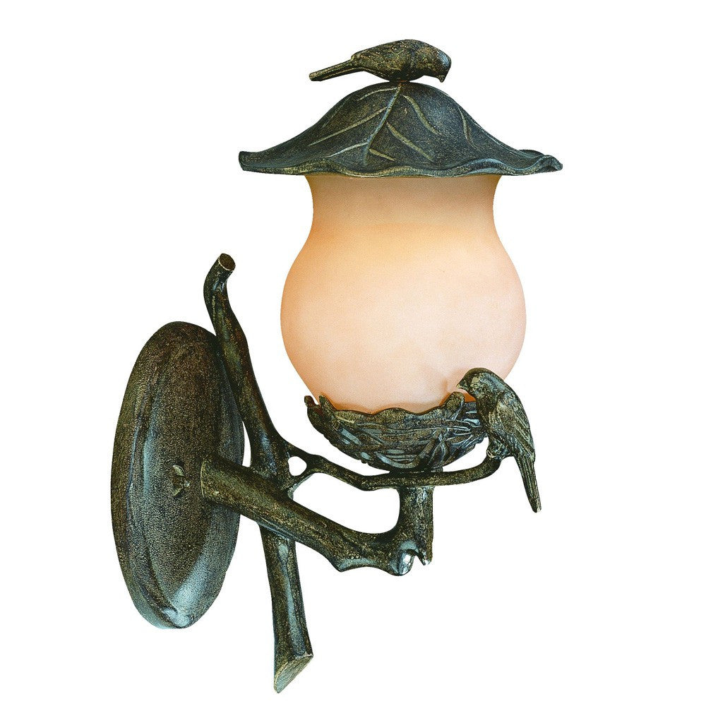 Vintage Black and Gold Bird Detail Lantern Wall Light