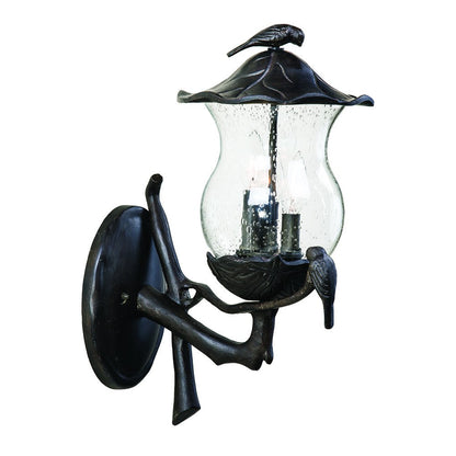 Avian 3-Light Black Coral Wall Light With Seeded Glass