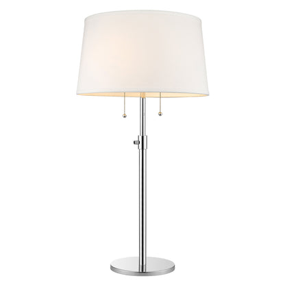 31" Silver Metal Two Light Adjustable Table Lamp With White Empire Shade