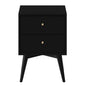 26" Black Solid Wood Two Drawer Nightstand