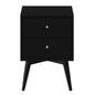 26" Black Solid Wood Two Drawer Nightstand