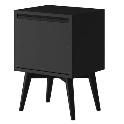 26" Black Solid Wood Two Drawer Nightstand