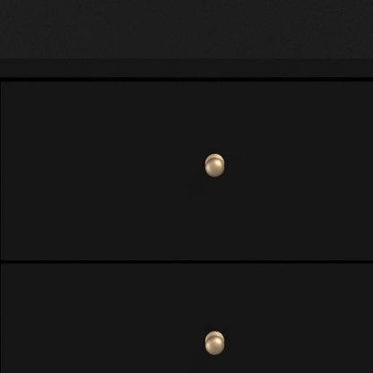 26" Black Solid Wood Two Drawer Nightstand