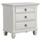 28" White Wood Three Drawer Nightstand