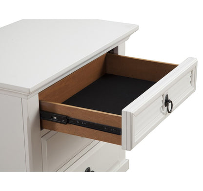28" White Wood Three Drawer Nightstand