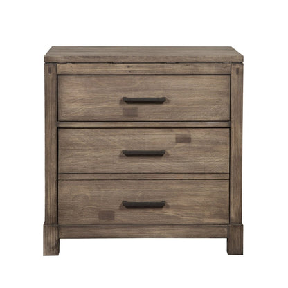 26" Gray Solid and Manufactured Wood Two Drawer Nightstand