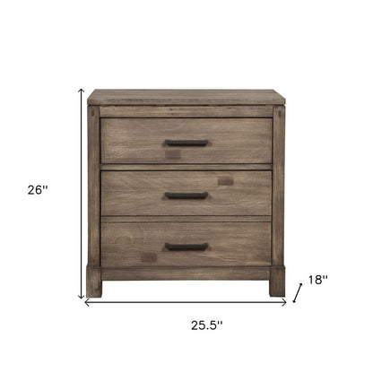 26" Gray Solid and Manufactured Wood Two Drawer Nightstand