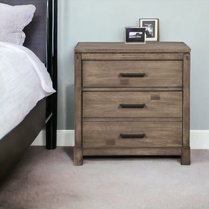 26" Weathered Gray Two Drawer Wood Nightstand