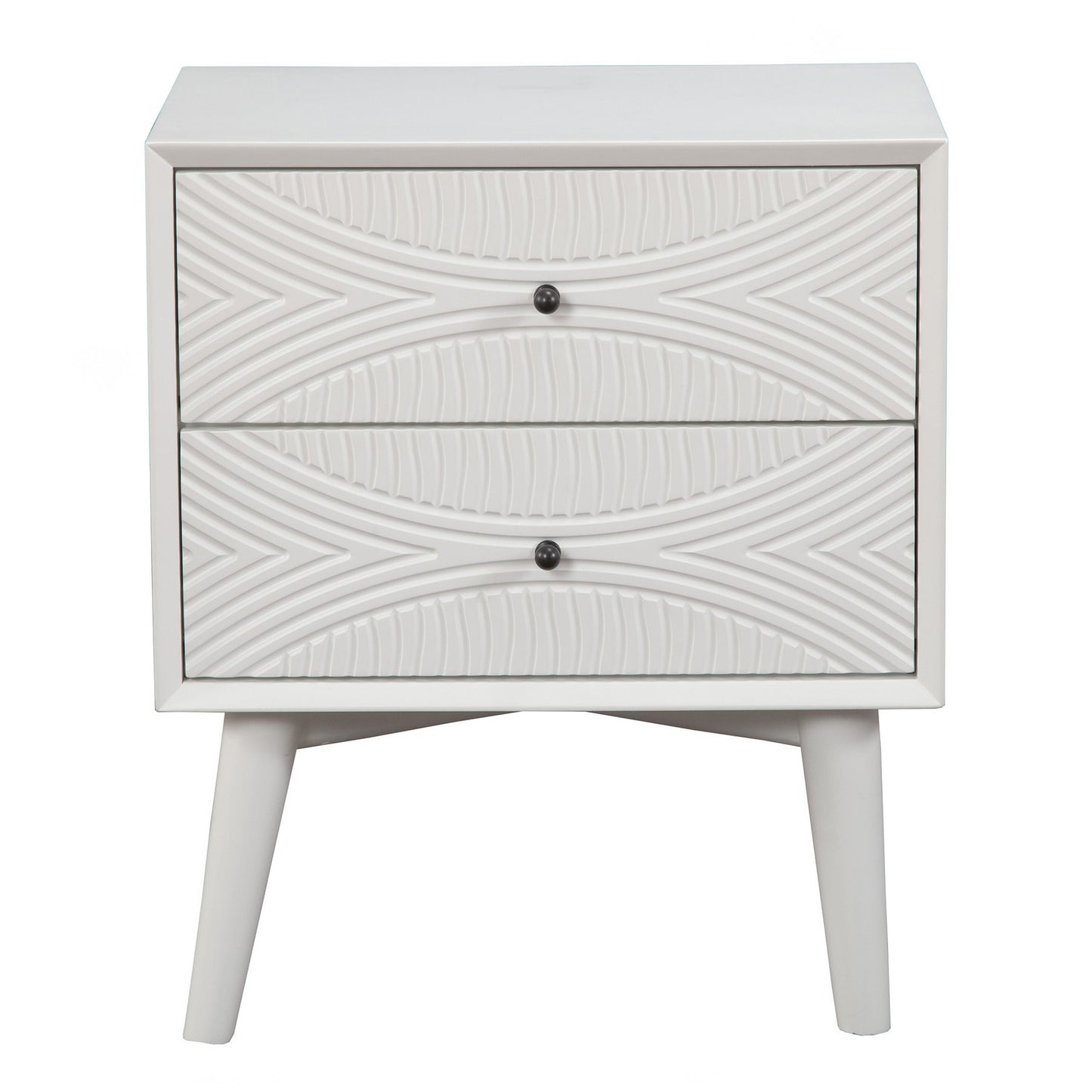 White Groovy 1 Drawer Wood Nightstand