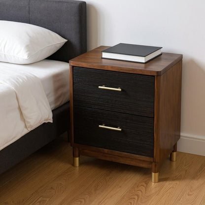 Dark Walnut and Black Mod Drawer Nightstand