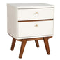 26" White Two Drawer Wood Nightstand