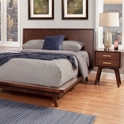 25" Solid Wood and Wood Two Drawer Nightstand