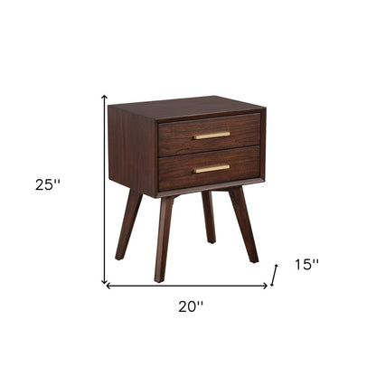 25" Solid Wood and Wood Two Drawer Nightstand