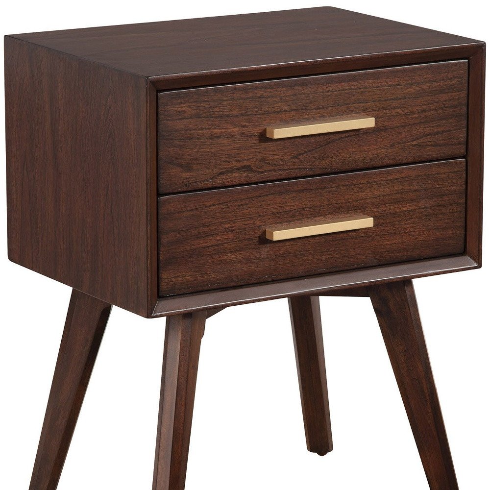 25" Solid Wood and Wood Two Drawer Nightstand
