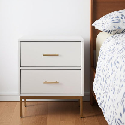 26" Solid Wood and Wood Two Drawer Nightstand