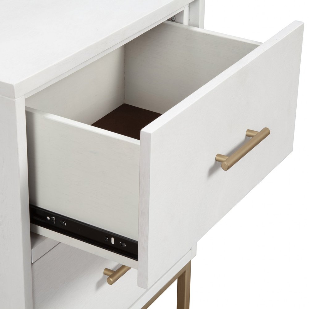 26" Solid Wood and Wood Two Drawer Nightstand