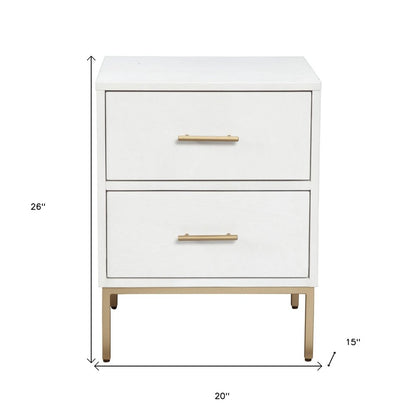 26" Solid Wood and Wood Two Drawer Nightstand