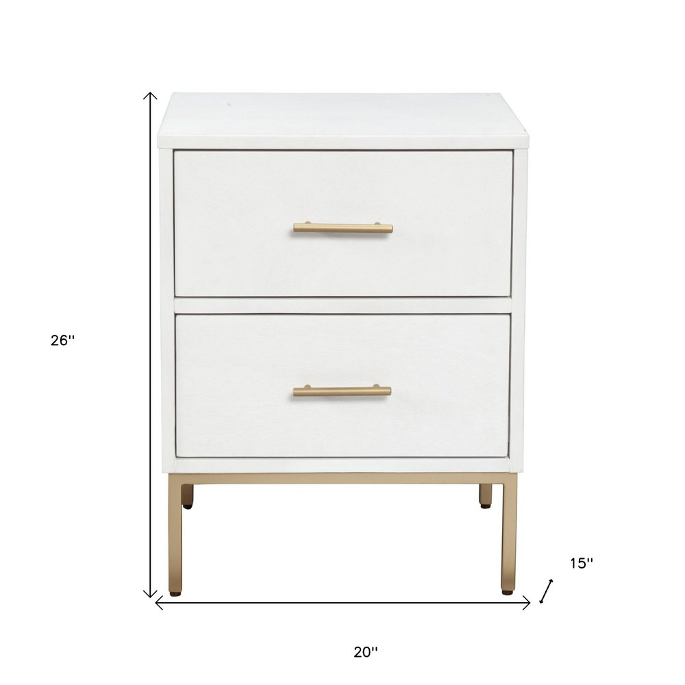 26" Solid Wood and Wood Two Drawer Nightstand