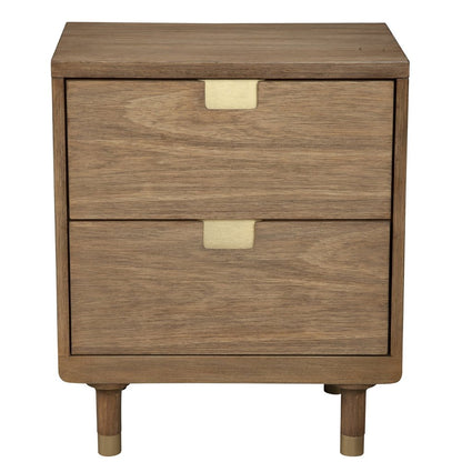 25" Solid Wood and Wood Two Drawer Nightstand