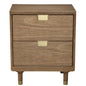 25" Solid Wood and Wood Two Drawer Nightstand
