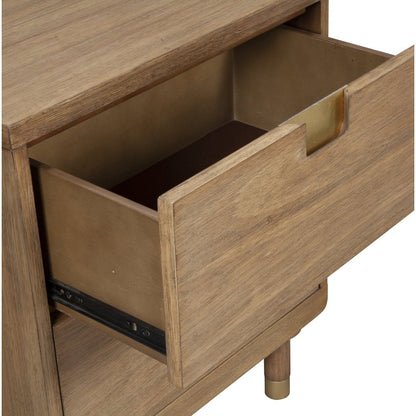 25" Solid Wood and Wood Two Drawer Nightstand