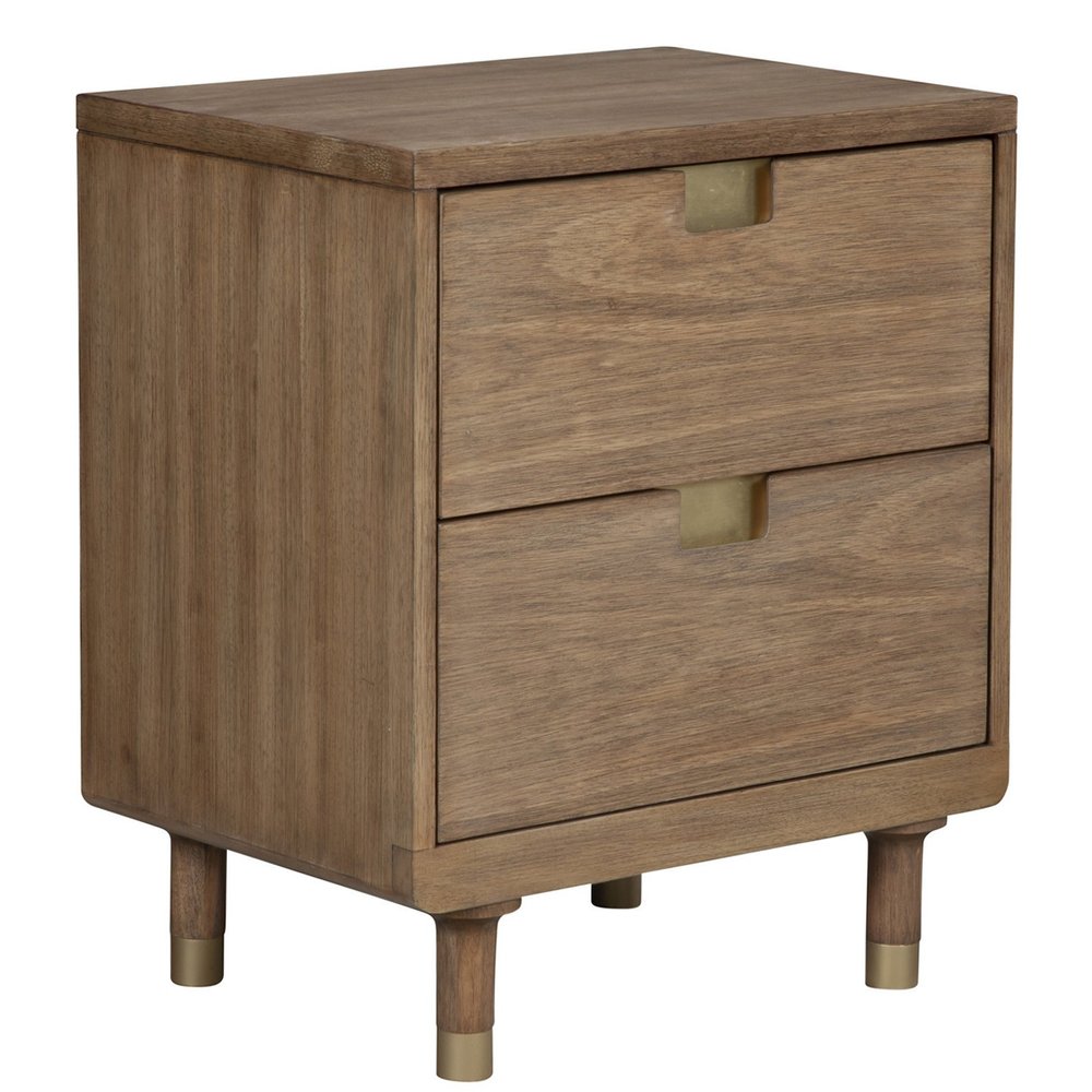 25" Solid Wood and Wood Two Drawer Nightstand