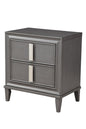 29" Dark Gray Solid Wood and Wood Two Drawer Nightstand