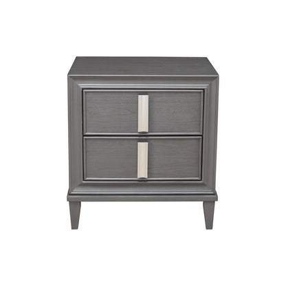 29" Dark Gray Solid Wood and Wood Two Drawer Nightstand