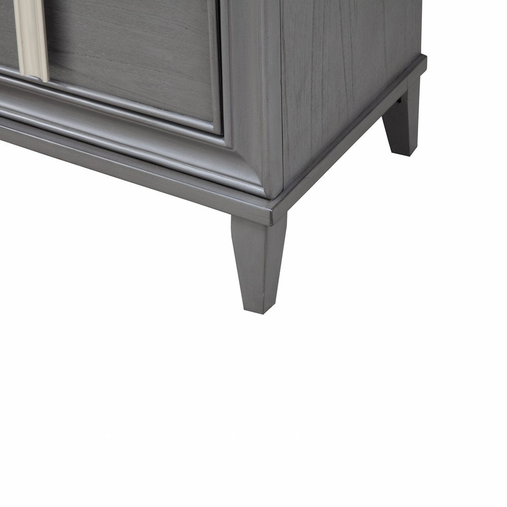 29" Dark Gray Solid Wood and Wood Two Drawer Nightstand
