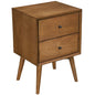 26" Solid Wood and Wood Two Drawer Nightstand