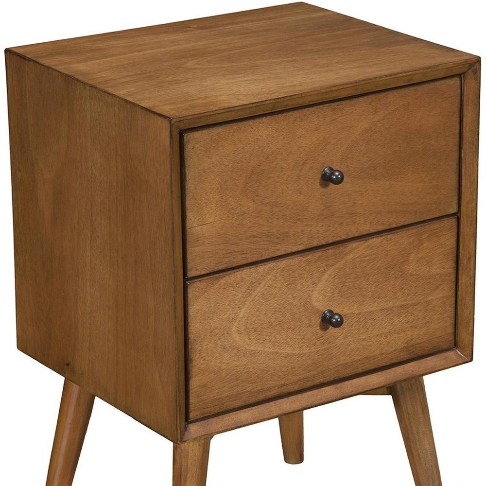 26" Solid Wood and Wood Two Drawer Nightstand