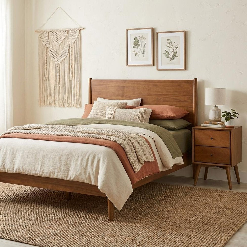 26" Solid Wood and Wood Two Drawer Nightstand