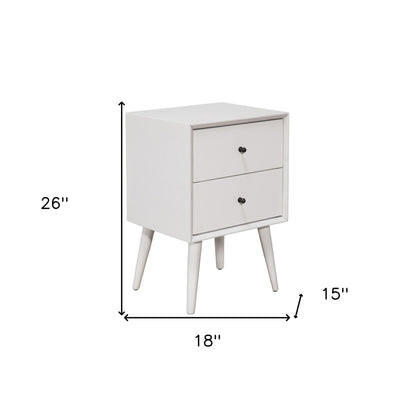 White Century Modern Wood 2 Drawer Nightstand