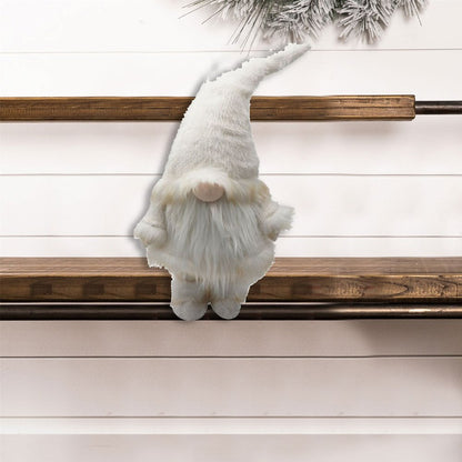 30" White Fabric Christmas Standing Gnome Tabletop Sculpture