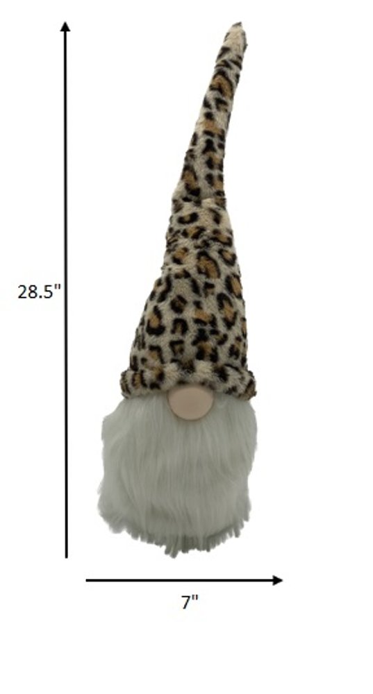 29" Tan Fabric Christmas Standing Gnome Tabletop Sculpture