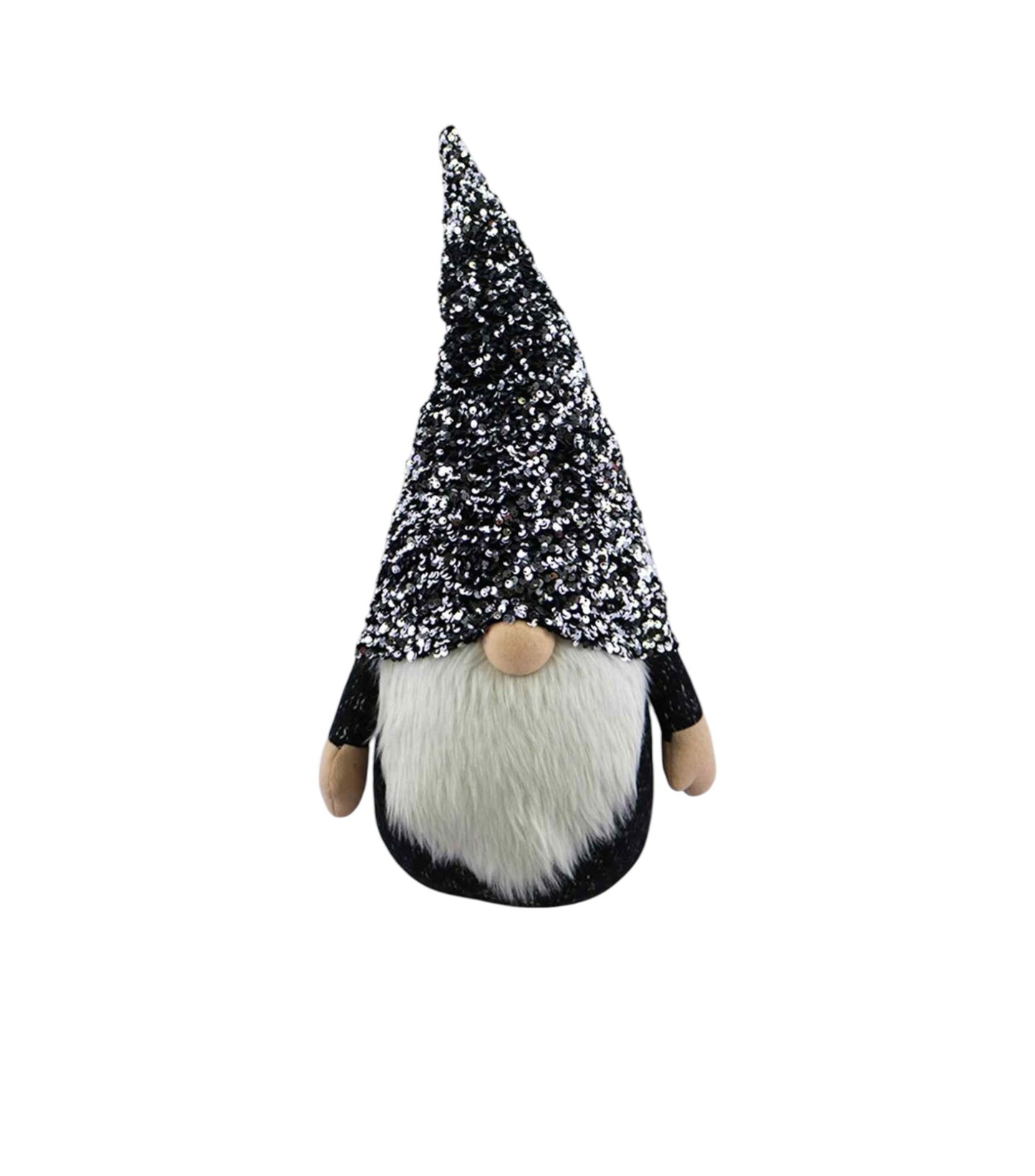 24" Glittery Black and White Sparkle Gnome