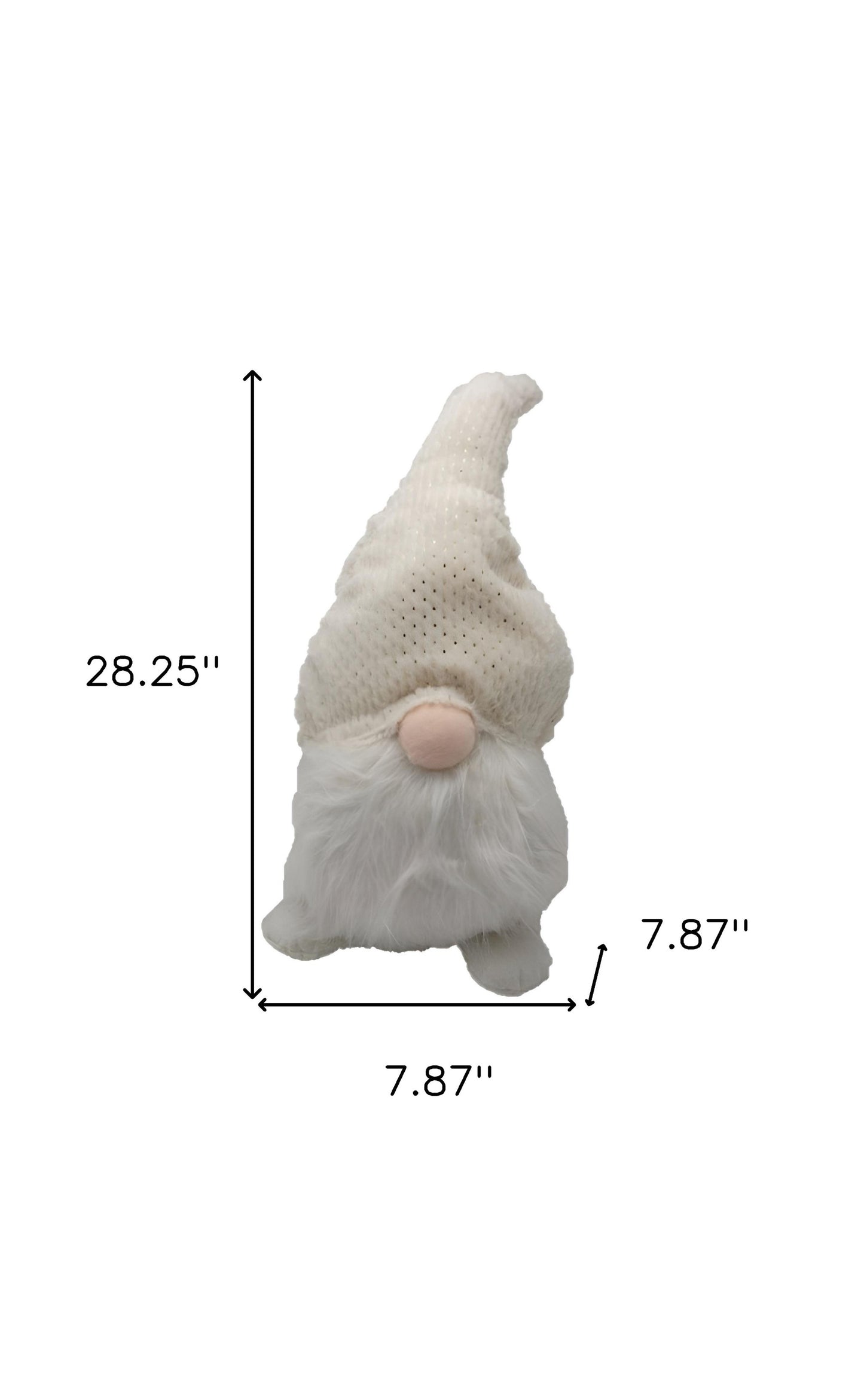 28" White Fabric Christmas Standing Gnome Tabletop Sculpture