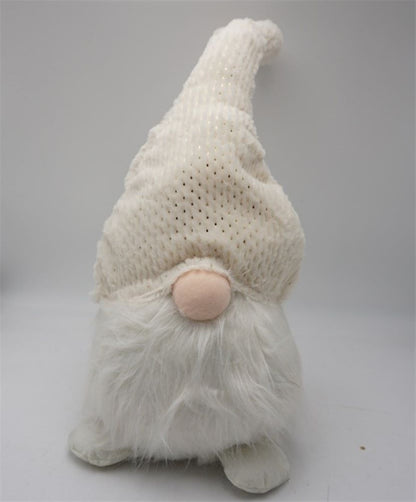 28" White Fabric Christmas Standing Gnome Tabletop Sculpture