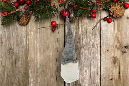 28" Gray Fabric Christmas Standing Gnome Tabletop Sculpture