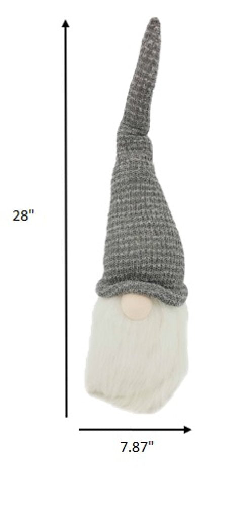 28" Gray Fabric Christmas Standing Gnome Tabletop Sculpture