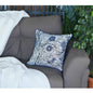 18" Ivory Blue And Gray Floral Fabric Throw Pillow