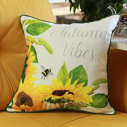 Autumn Vibes Sunflower Throw Pillow